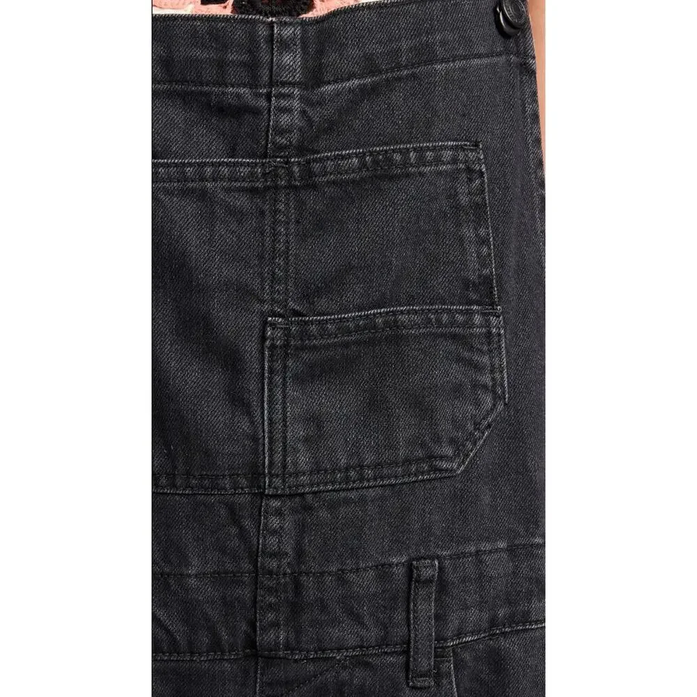 Free People We the Free Ziggy Black Denim Overalls XS 100% Cotton Classic - Picture 4 of 16